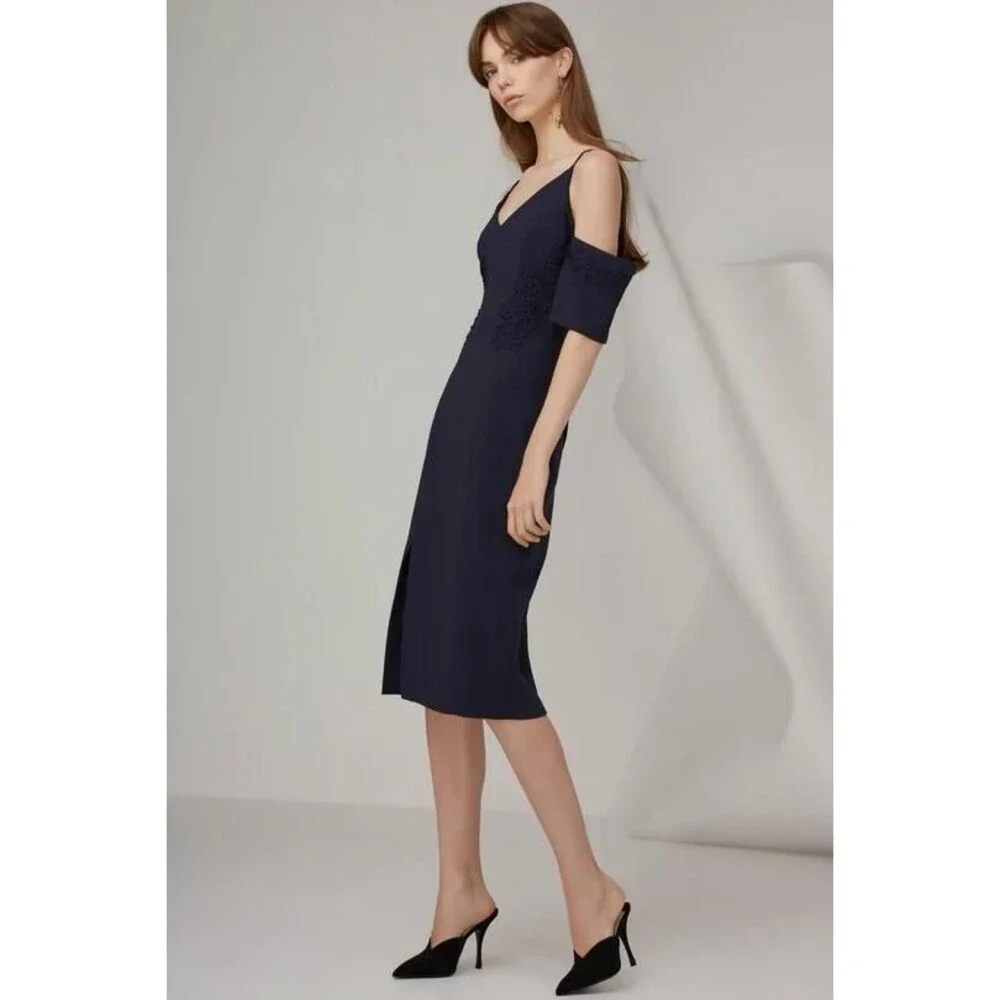 NWT Keepsake Midnight Elegance Cold Shoulder Midi Dress - Picture 2 of 4